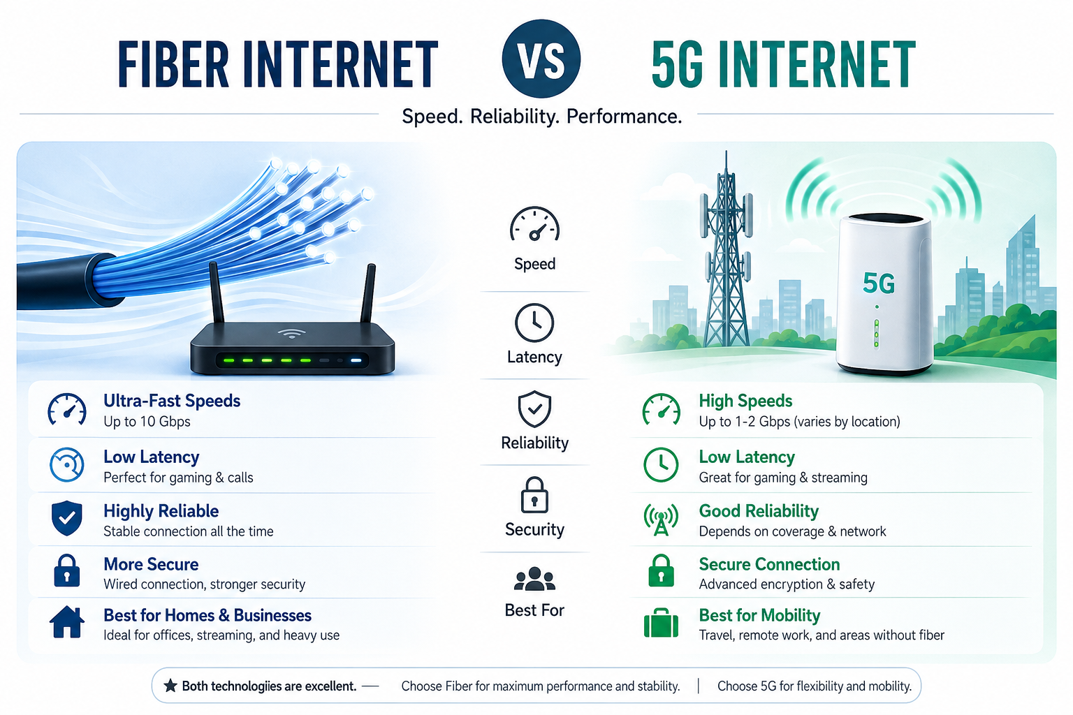 Fiber Internet vs 5G Internet